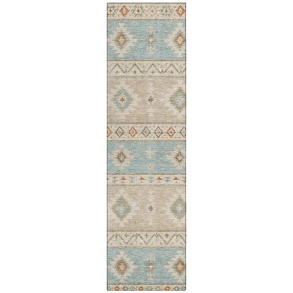 Chantille Machine Washable Indoor/Outdoor Abstract ACN3126 Sky 2 ft. x 7 ft. Runner Rug