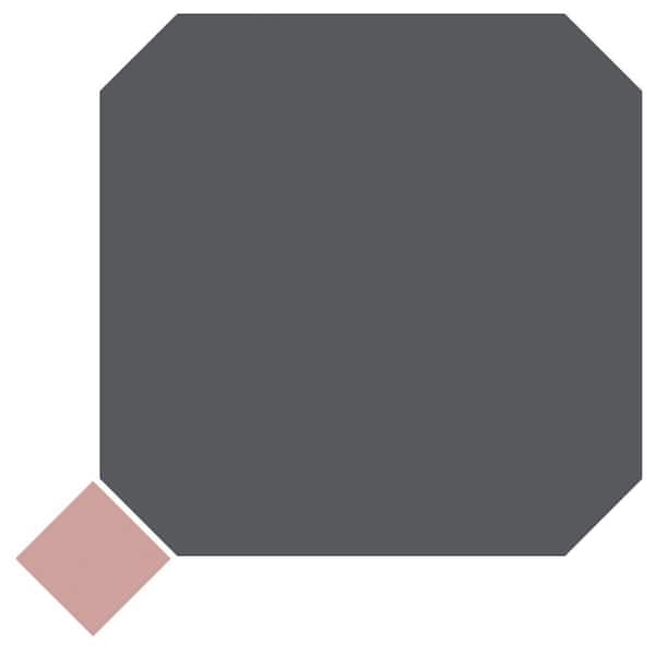 Merola Tile Vaudeville Octagon Antracita with Taco Pink 8 in. x 8 in. Porcelain Floor and Wall Take Home Tile Sample