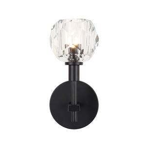 4.75 in. 1-Light Black Wall Sconce with Clear Captured Glass Shade