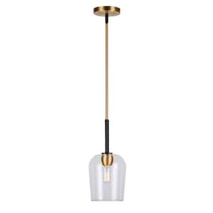 Palmer 1-Light Black and Soft Gold Mini Pendant with Clear Glass