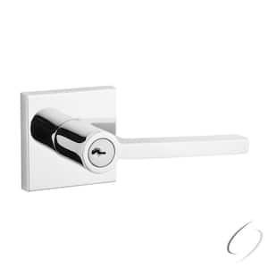 Reserve Square Polished Chrome Keyed Entry Door Handle with Contemporary Rose