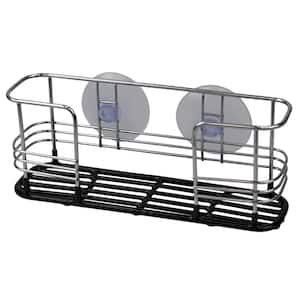 Vinyl Dipped Steel Sponge Holder with Suction Cups in Black