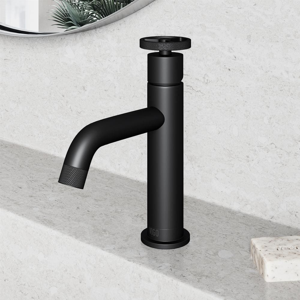 Matte Black Brass Single Handle Bathroom Faucet