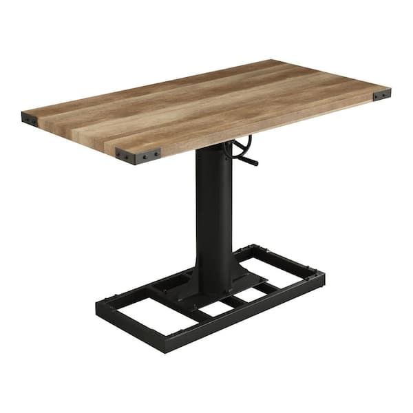 Furniture of America Tanager 48.5 in. Rectangle Black and Rustic Oak Adjustable Standing Desk