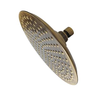 1-Spray 7.8 in. Single Wall Mount Fixed Rain Shower Head in Antique Brass