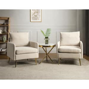 Magnesia Ivory Polyester Arm Chair with Removable Cushions (Set of 2)