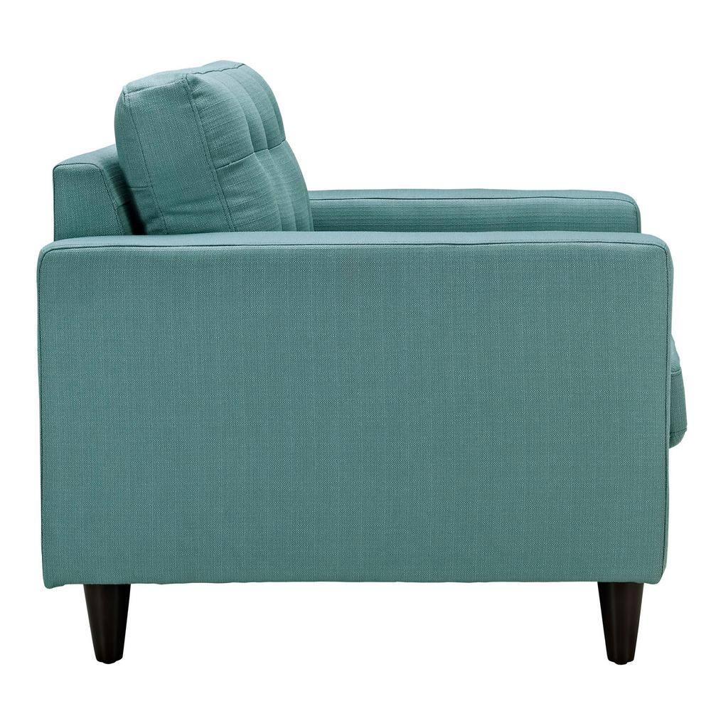 Laguna Blue Tufted Leather and Wood Accent Chair