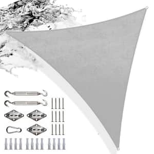 12 ft. x 12 ft. x 12 ft. Grey Triangle Sun Shade Sail HDPE 220 GSM with Hardware Installation Kit