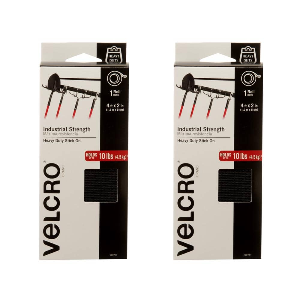 VELCRO Brand Industrial Fasteners Stick-On Adhesive, Professional Grade Heavy  Duty Strength Holds up to 10 lbs on Smooth Surfaces, Indoor Outdoor Use,  4in x 2in (2pk), Strips, 2 Sets, 90200