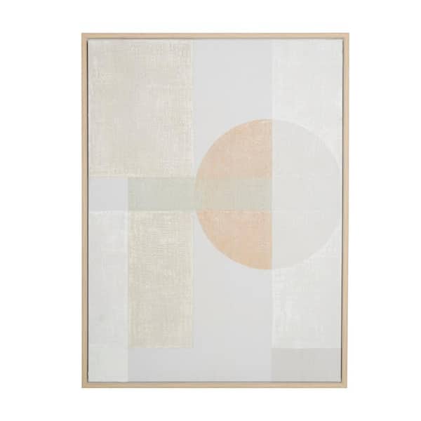 Litton Lane 1- Panel Abstract Minimalist Mid Century Modern Framed Wall Art with Peach Accents 47 in. x 36 in.