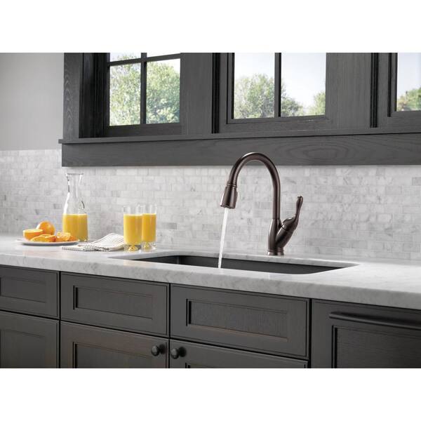 Delta Banks Single Handle Pull-Down Kitchen Faucet with ShieldSpray Technology, Stainless 3-Hole 8 in, 19881Z-SS-DST