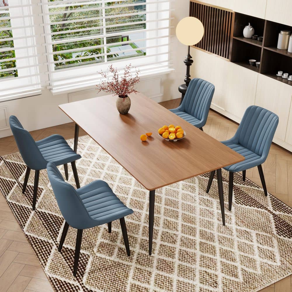 Noble House Grayson Modern Blue PU Leather Dining Chair with Thick ...
