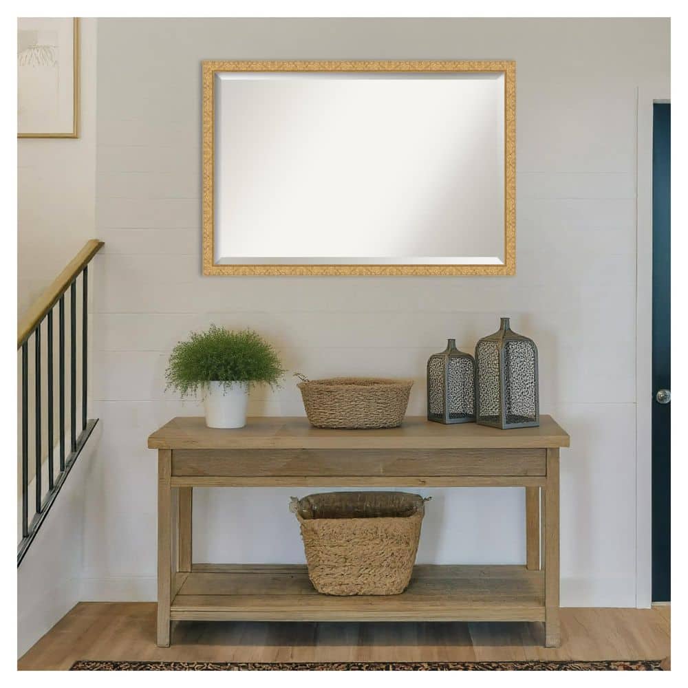 Lila Gold 38.5 in. x 26.5 in. Beveled Traditional Rectangle Wood Framed Wall Mirror price history on PriceWatchPro