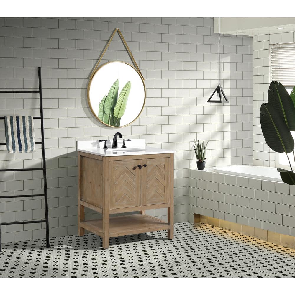 Savannah 30'' Weathered Fir Single Bathroom Vanity with Quartz Top