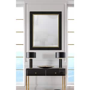 Medium Rectangle Black Beveled Glass Contemporary Mirror (34 in. H x 28 in. W)