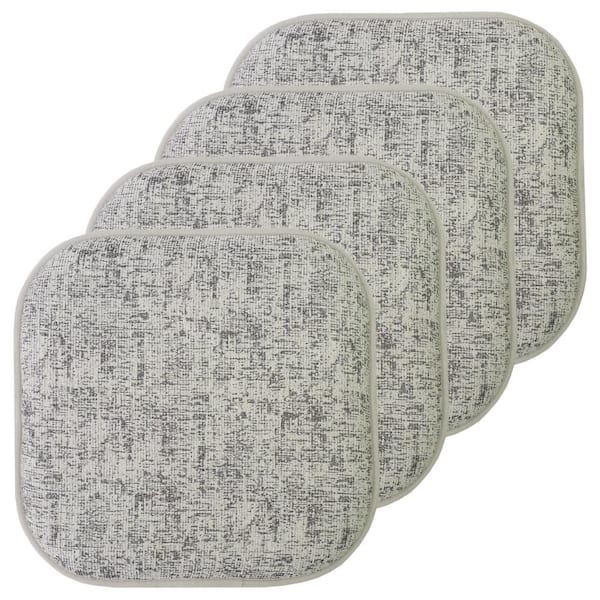 Sweet Home Collection Broadway Square Memory Foam 16 in.x16 in. Non-Slip Back, Chair Cushion (4-Pack), Black/White