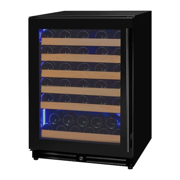 Allavino 56-Bottle Single Zone Left Hinge Wine Cellar Cooling Unit in Black Glass