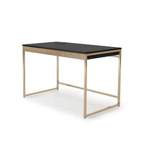 Hatley 48 in. W Rectangular Black and Copper Writing Desk With 2-Drawers