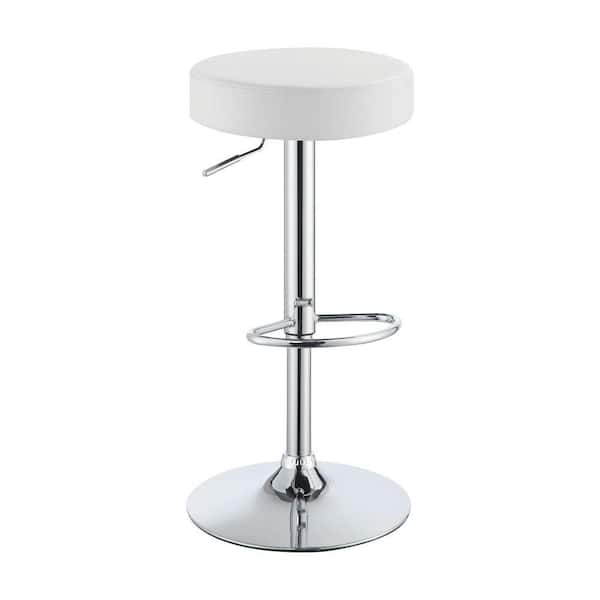 Benjara Classy 25.5 in. White Backless Adjustable Height Bar Stool