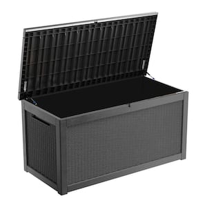 260 Gal. Outdoor Waterproof Lockable Black Resin Deck Box Large Storgae Box