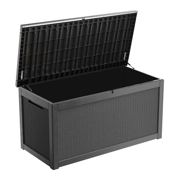 Unbranded 260 Gal. Outdoor Waterproof Lockable Black Resin Deck Box Large Storgae Box