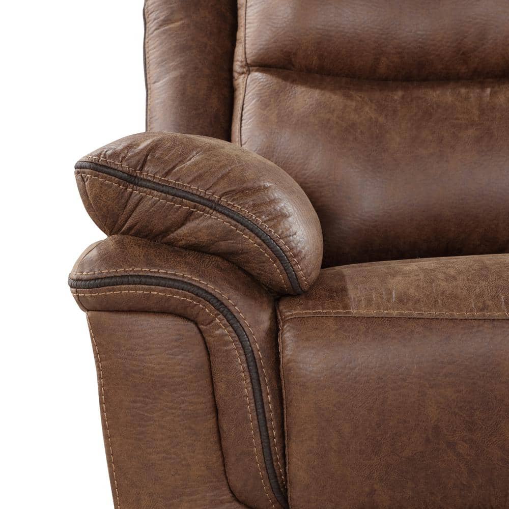Ryland Brown Microfiber Glider Recliner with Manufactured Wood Frame