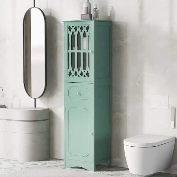 IKAYAA Tall Bathroom Storage Cabinet Narrow Freestanding Bathroom Floor  Cabinet Linen Tower with Adjustable Shelves and Drawer for Bathroom  Bedroom