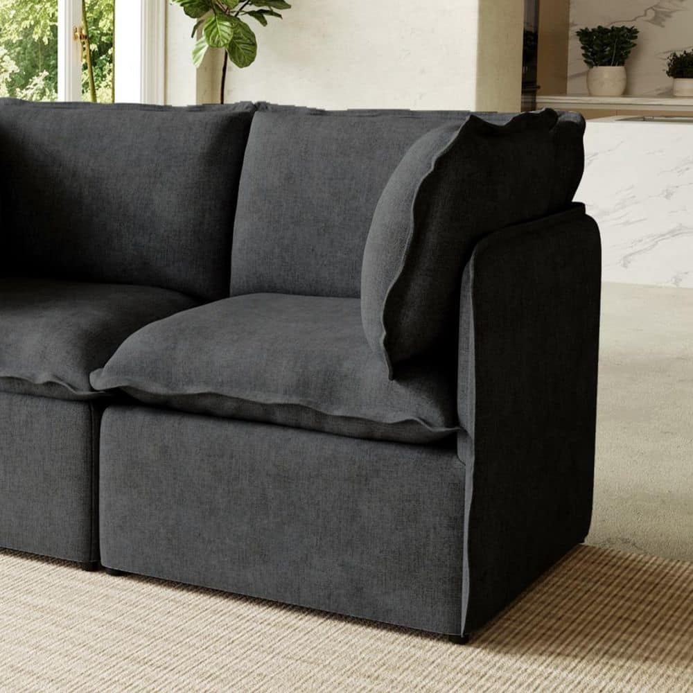Flat-Pack Steel 96 in. 6-Piece Polyester Modular Sectional Sofa with Washable Covers and 3 Ottomans in Black price history on PriceWatchPro