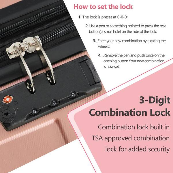 Tatahance 29.5 in. Rose Pink Lightweight ABS Hardshell Expandable