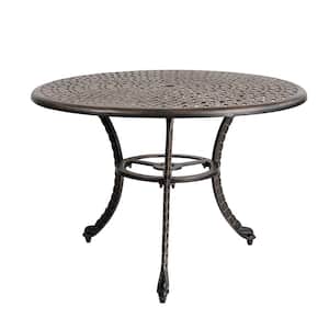 Harmon 41 in. Cast Aluminum Outdoor Patio Dining Table With umbrella hole