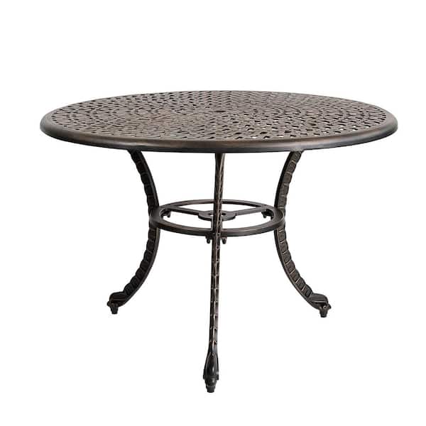 Kinger Home Harmon 41 in. Cast Aluminum Outdoor Patio Dining Table With umbrella hole