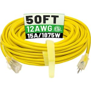 50 ft. 12/3-Gauge/3-Conductor 15 Amp 1875-Watt Indoor/Outdoor Extension Cord with Lighted End Yellow