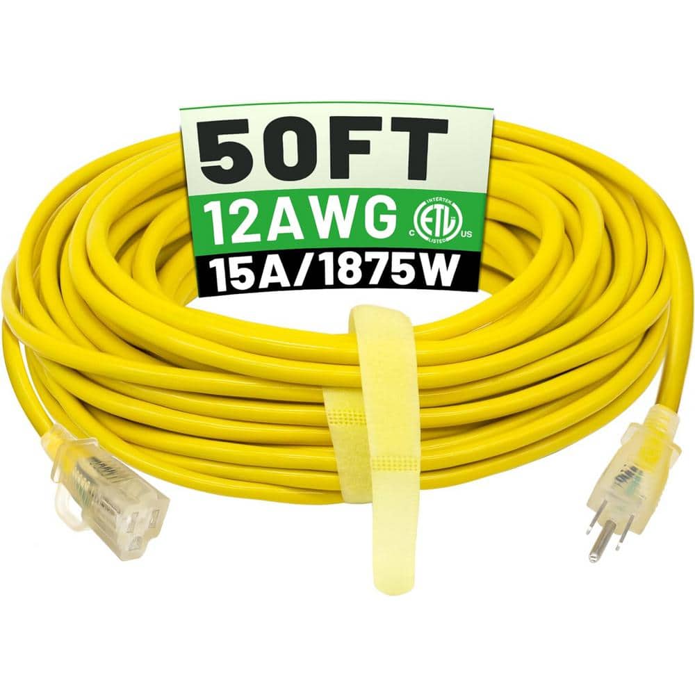 50 ft. 12/3-Gauge/3-Conductor 15 Amp 1875-Watt Indoor/Outdoor Extension Cord with Lighted End Yellow price history on PriceWatchPro