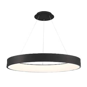 Corso 43 in. 1100-Watt Equivalent Integrated LED Black Pendant with PC Shade