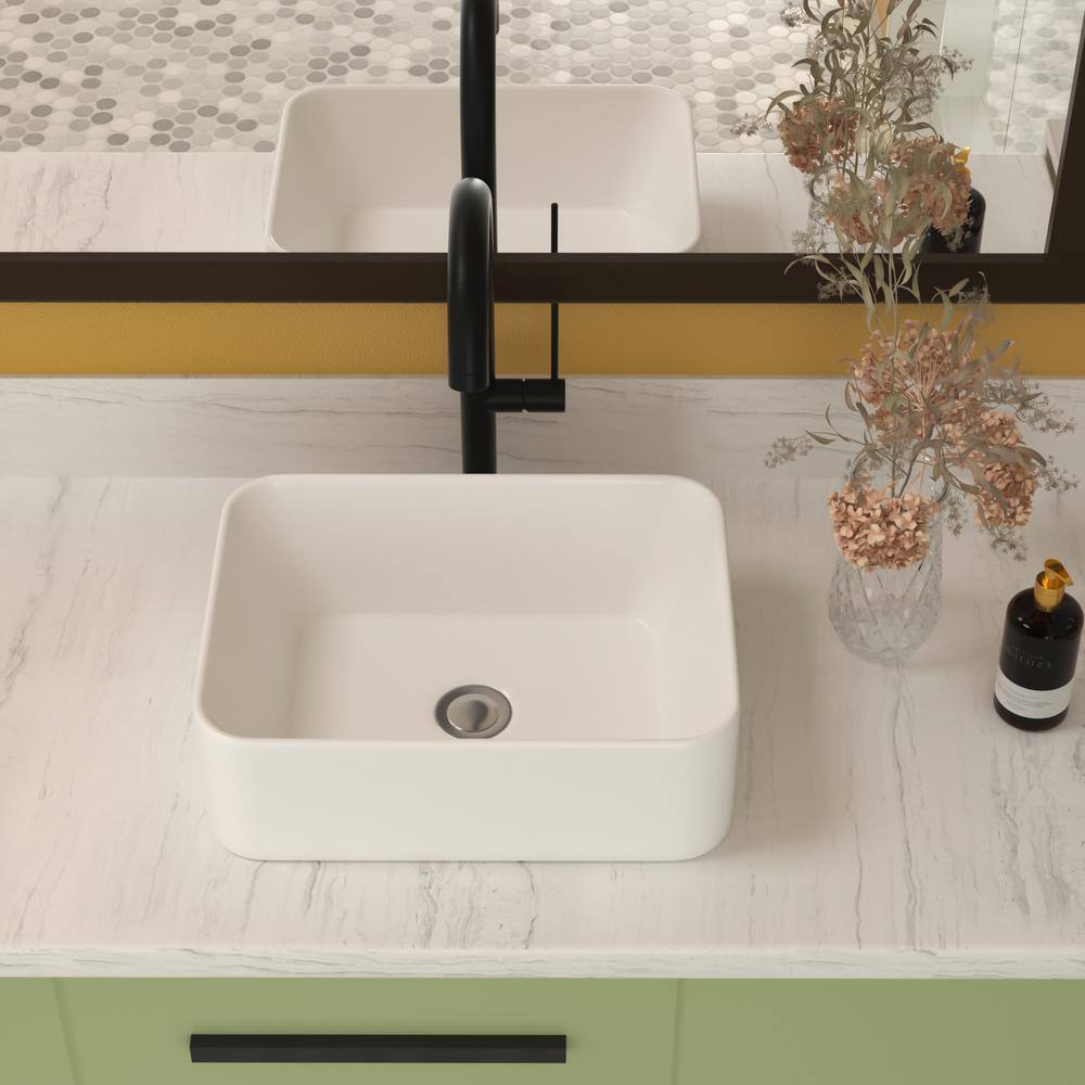 16"x12" White Ceramic Rectangular Bathroom Sink
