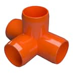 1 in. Furniture Grade PVC 4-Way Tee in Orange (4-Pack)