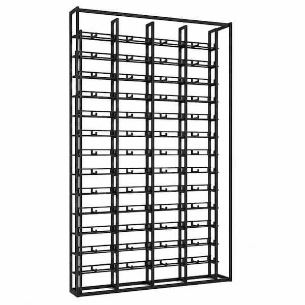 64-Bottle Black Metal Wall-Mount Wine Rack for Horizontal Wine Storage Display Holder