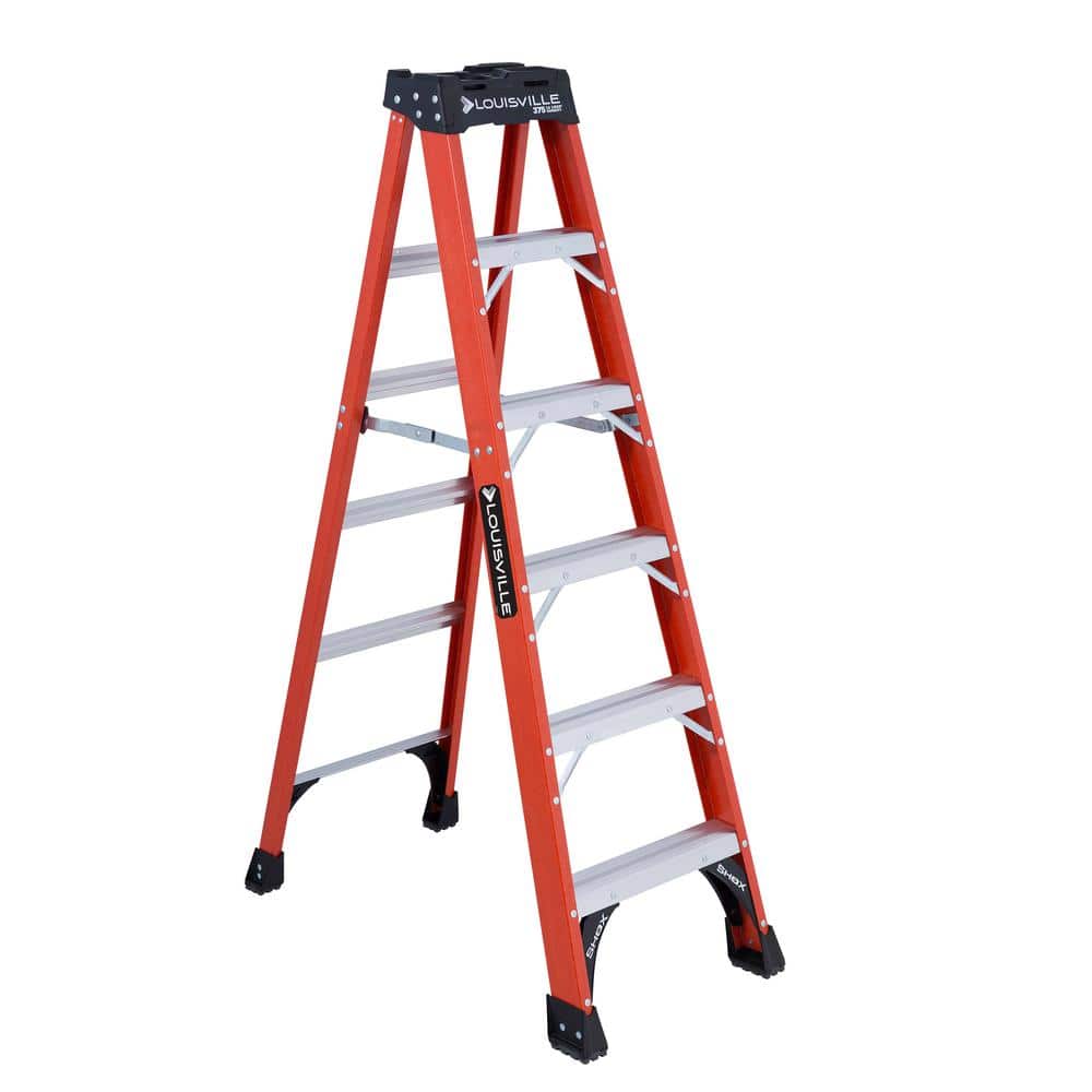 Louisville Ladder 6 ft. Fiberglass Step Ladder with 375 lbs. Load Capacity Type IAA Duty Rating -  FS1406HD