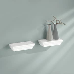 PROFILE 7.9 in. x 3.9 in. x 1.8 in. White MDF Floating Decorative Wall Shelf (2pk) With Brackets