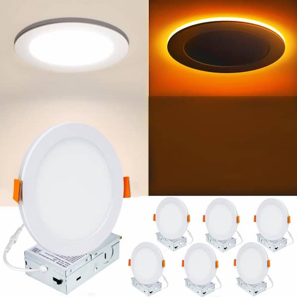 WYZM 5/6 in. Adjustable 5CCT Canless with Night Light Dimmable Integrated LED Recessed Downlight Kit 1050-Lumen (6-Pack)
