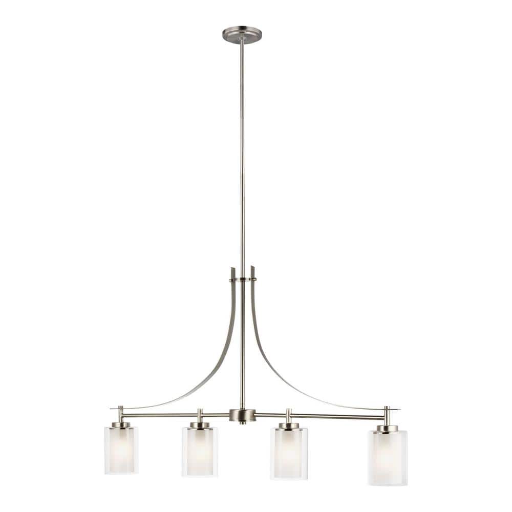 Elmwood Park 4-Light Brushed Nickel Hanging Dining Room Island Pendant with Satin Etched Glass Shades price history on PriceWatchPro