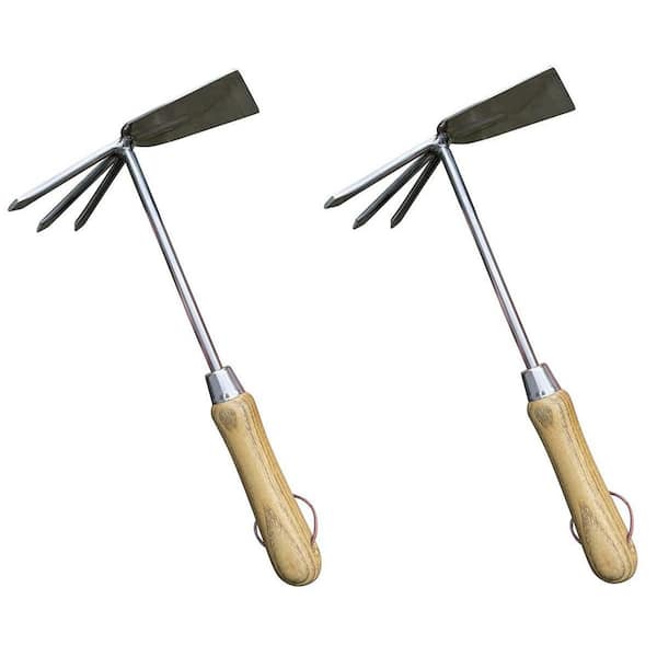 Unbranded 13 in. 3-Tine 100% Recycled Stainless Steel Hand Cultivator with Rust Resistant (2-Piece)