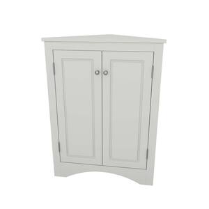 17.20 in. W x 17.20 in. D x 31.50 in. H MDF Gray Freestanding Linen Cabinet Triangle Bathroom Storage in Gray