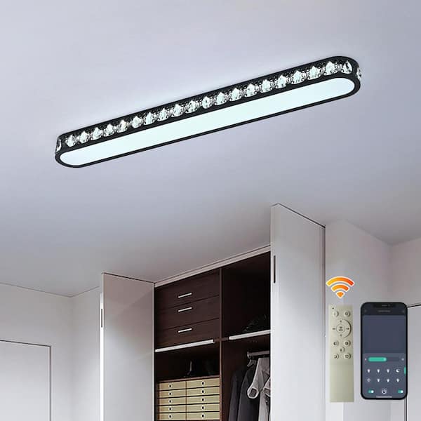Genoci 47.24 in. 35-Watt Black Modern Rectangle Dimmable