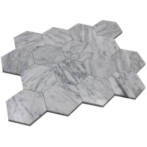 Carrara Hexagon 10.25 in. x 9 in. Honed Metal Peel and Stick Tile for Kitchen and Bathroom (6.41 sq. ft./ Case)