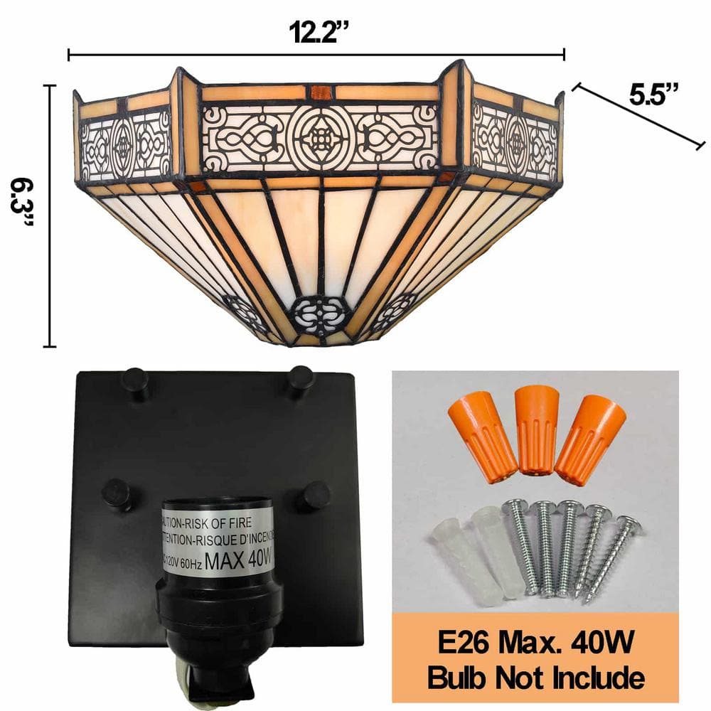 Tiffany Polished Black Stained Glass Wall Sconce