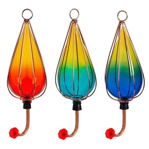 Evergreen Enterprises Ombre Art Glass Hummingbird Feeder (Set of 3)