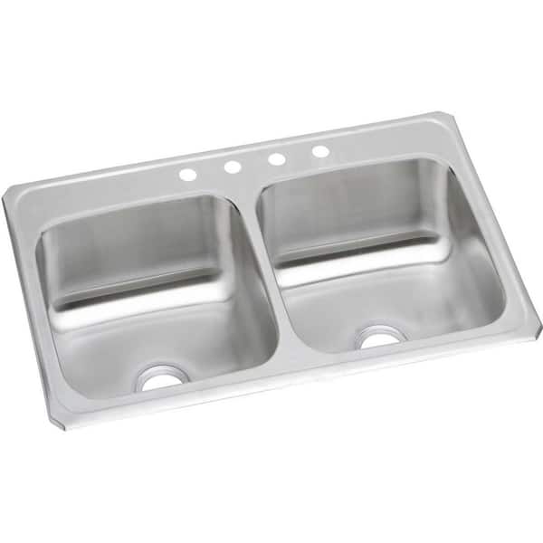 Celebrity Drop-In Stainless Steel 33 in. 4-Hole Double Basin Kitchen Sink