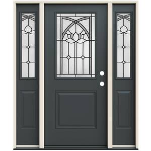 JELD-WEN 36 in. x 80 in. Right-Hand/Inswing 1/2 Lite Ardsley Decorative ...