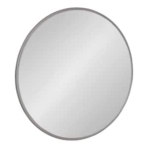 Caskill 30 in. x 30 in. Classic Round Framed Gray Wall Accent Mirror